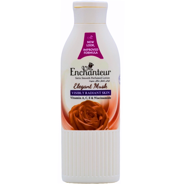 لوسیون بدن انشانتر مشک آبرسان و درخشان کننده پوست 250 میل | Enchanteur Musk Satin Smooth Perfumed Body Lotion visibly radiant skin 250ml